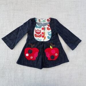 Dacaf Plush Retro Denim Dress EUC 12-18mo